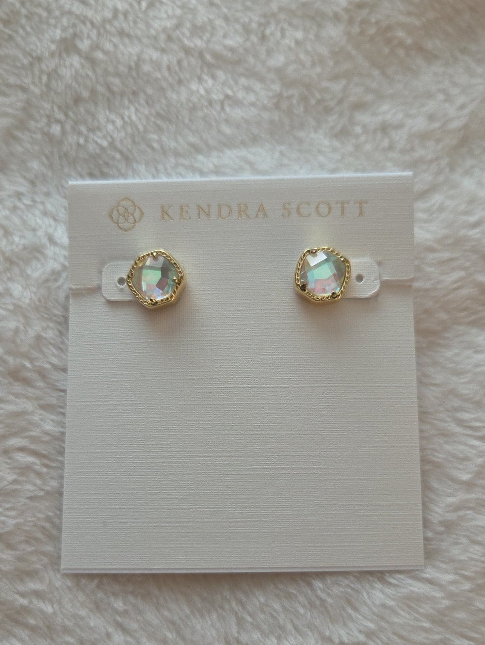 Kendra Scott Davis Gold Stud Earrings In Dichroic Glass